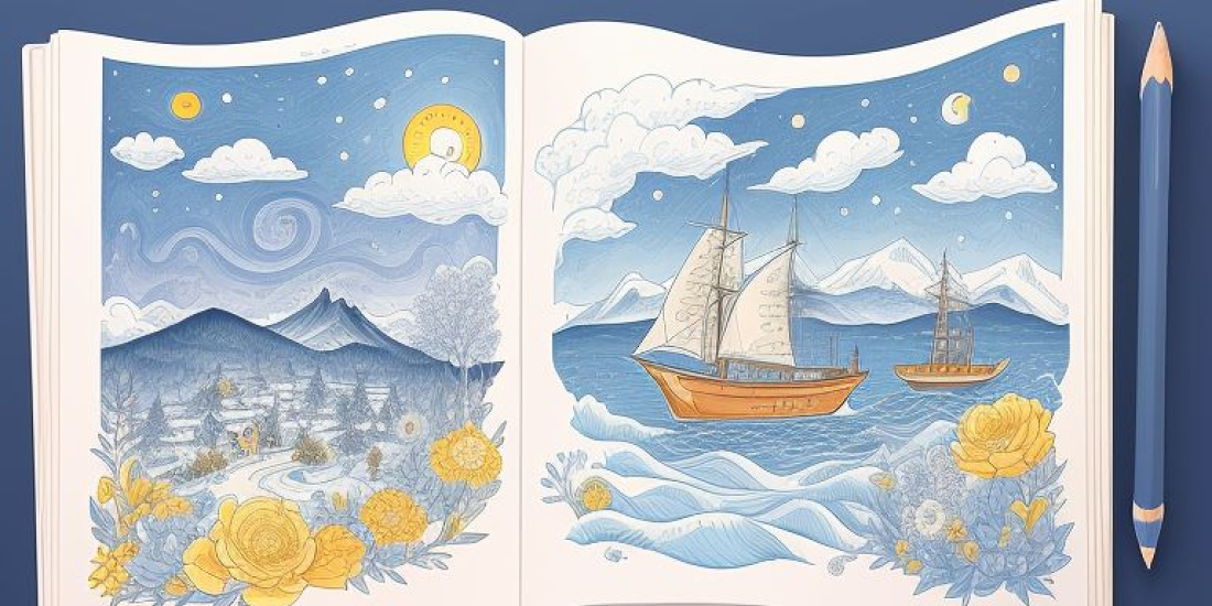 an open book with two illustration.